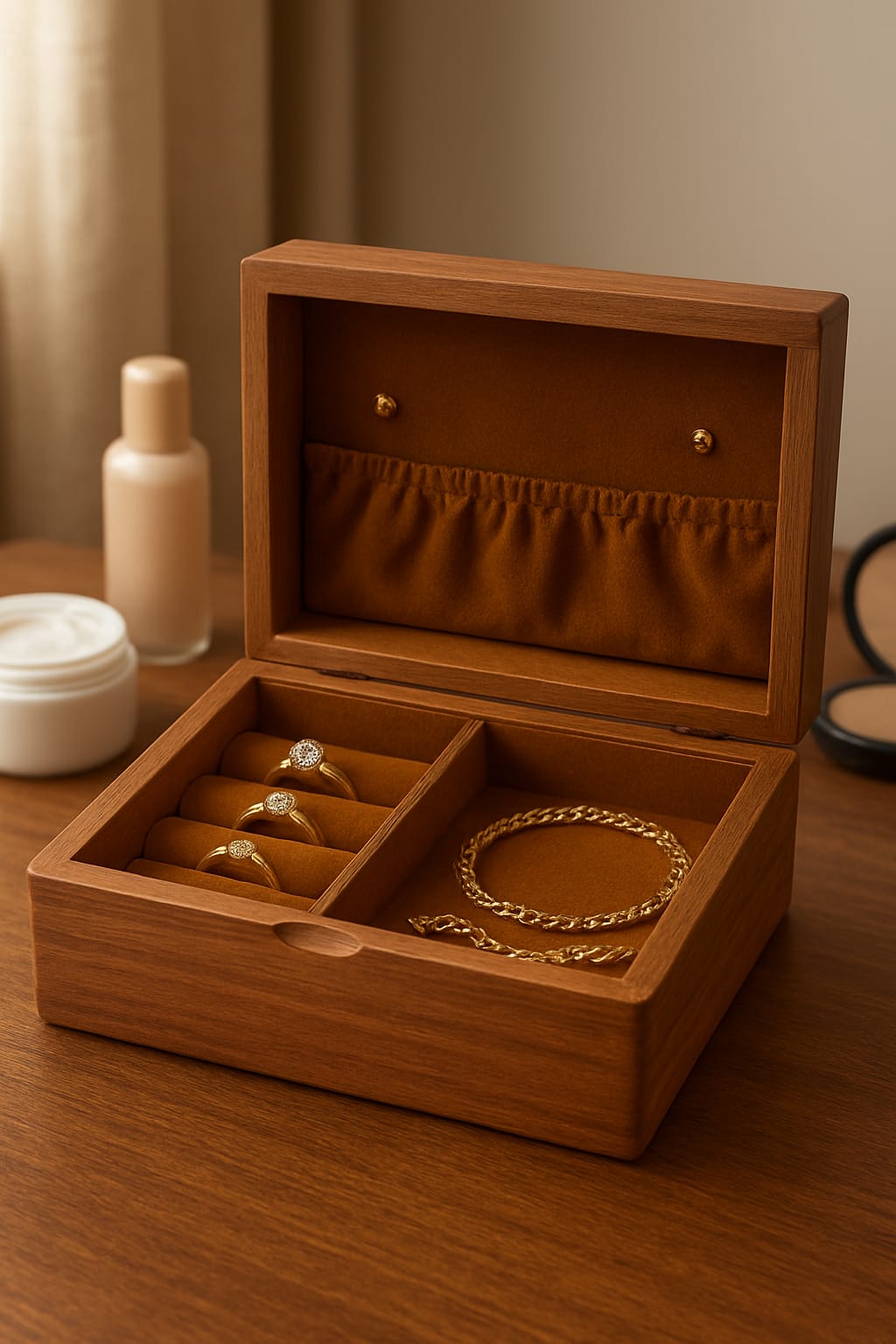 Hand-Crafted Rosewood Jewellery Organizer Box – Velvet Interior