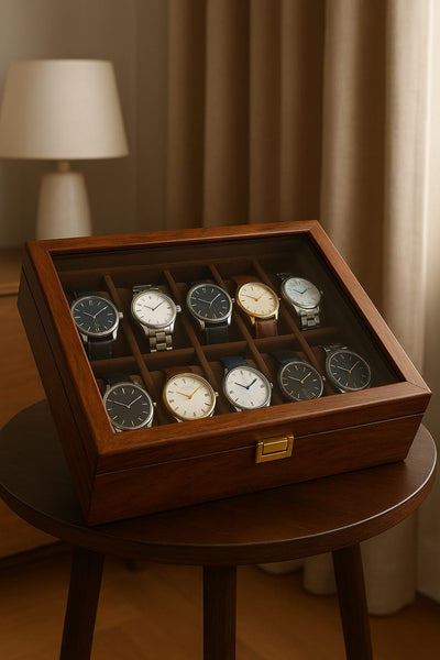 Hand-Crafted Rosewood 10-Slot Watch Display Box – Premium Velvet Interior
