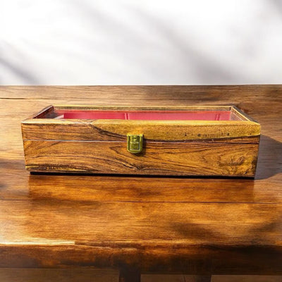 Premium Rosewood 5-Slot Watch Box – Glass Display Top